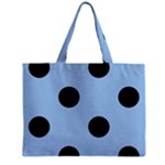 Polka Dots - Black on Baby Blue Zipper Mini Tote Bag
