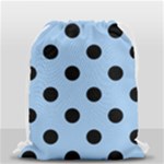 Polka Dots - Black on Baby Blue Drawstring Bag (Small)