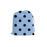 Polka Dots - Black on Baby Blue Drawstring Pouch (M)