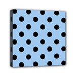 Polka Dots - Black on Baby Blue Mini Canvas 6  x 6  (Stretched)