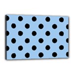 Polka Dots - Black on Baby Blue Canvas 18  x 12  (Stretched)