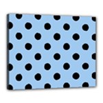 Polka Dots - Black on Baby Blue Canvas 20  x 16  (Stretched)