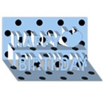 Polka Dots - Black on Baby Blue Happy Birthday 3D Greeting Card (8x4)