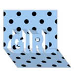 Polka Dots - Black on Baby Blue GIRL 3D Greeting Card (7x5)