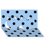 Polka Dots - Black on Baby Blue Twin Hearts 3D Greeting Card (8x4)