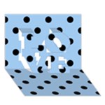 Polka Dots - Black on Baby Blue LOVE 3D Greeting Card (7x5)