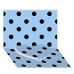 Polka Dots - Black on Baby Blue Heart Bottom 3D Greeting Card (7x5)