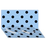 Polka Dots - Black on Baby Blue Twin Heart Bottom 3D Greeting Card (8x4)