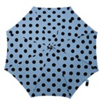 Polka Dots - Black on Baby Blue Hook Handle Umbrella (Medium)