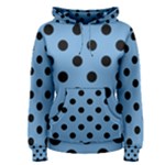 Polka Dots - Black on Iceberg Blue Women s Pullover Hoodie