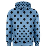 Polka Dots - Black on Iceberg Blue Men s Zipper Hoodie