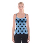 Polka Dots - Black on Iceberg Blue Spaghetti Strap Top