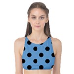Polka Dots - Black on Iceberg Blue Tank Bikini Top