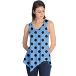 Polka Dots - Black on Iceberg Blue Sleeveless Tunic