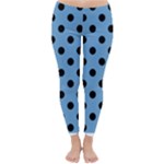 Polka Dots - Black on Iceberg Blue Winter Leggings