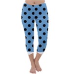 Polka Dots - Black on Iceberg Blue Capri Winter Leggings