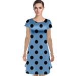 Polka Dots - Black on Iceberg Blue Cap Sleeve Nightdress
