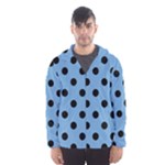 Polka Dots - Black on Iceberg Blue Hooded Wind Breaker (Men)