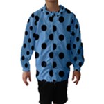 Polka Dots - Black on Iceberg Blue Hooded Wind Breaker (Kids)