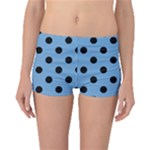 Polka Dots - Black on Iceberg Blue Boyleg Bikini Bottoms