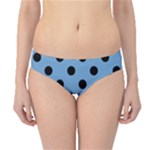 Polka Dots - Black on Iceberg Blue Hipster Bikini Bottoms