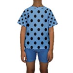 Polka Dots - Black on Iceberg Blue Kid s Short Sleeve Swimwear