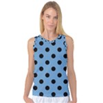 Polka Dots - Black on Iceberg Blue Women s Basketball Tank Top