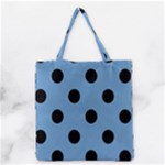 Polka Dots - Black on Iceberg Blue Grocery Tote Bag