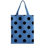 Polka Dots - Black on Iceberg Blue Zipper Classic Tote Bag