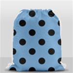 Polka Dots - Black on Iceberg Blue Drawstring Bag (Small)