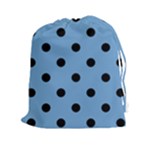 Polka Dots - Black on Iceberg Blue Drawstring Pouch (XXl)