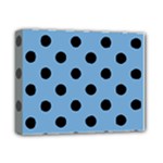 Polka Dots - Black on Iceberg Blue Deluxe Canvas 14  x 11  (Stretched)