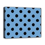 Polka Dots - Black on Iceberg Blue Deluxe Canvas 20  x 16  (Stretched)