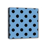 Polka Dots - Black on Iceberg Blue Mini Canvas 4  x 4  (Stretched)