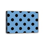 Polka Dots - Black on Iceberg Blue Mini Canvas 6  x 4  (Stretched)