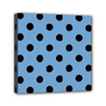 Polka Dots - Black on Iceberg Blue Mini Canvas 6  x 6  (Stretched)