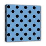 Polka Dots - Black on Iceberg Blue Mini Canvas 8  x 8  (Stretched)
