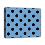 Polka Dots - Black on Iceberg Blue Canvas 10  x 8  (Stretched)