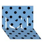 Polka Dots - Black on Iceberg Blue I Love You 3D Greeting Card (7x5)