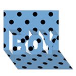 Polka Dots - Black on Iceberg Blue BOY 3D Greeting Card (7x5)