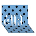 Polka Dots - Black on Iceberg Blue GIRL 3D Greeting Card (7x5)