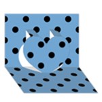 Polka Dots - Black on Iceberg Blue Heart 3D Greeting Card (7x5)