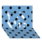 Polka Dots - Black on Iceberg Blue LOVE 3D Greeting Card (7x5)