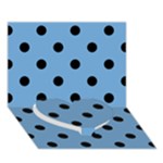 Polka Dots - Black on Iceberg Blue Heart Bottom 3D Greeting Card (7x5)