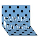 Polka Dots - Black on Iceberg Blue YOU ARE INVITED 3D Greeting Card (7x5)