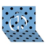 Polka Dots - Black on Iceberg Blue Peace Sign 3D Greeting Card (7x5)
