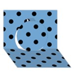 Polka Dots - Black on Iceberg Blue Circle 3D Greeting Card (7x5)