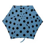 Polka Dots - Black on Iceberg Blue Mini Umbrella