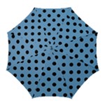 Polka Dots - Black on Iceberg Blue Golf Umbrella