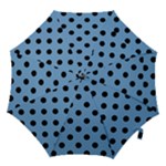 Polka Dots - Black on Iceberg Blue Hook Handle Umbrella (Medium)